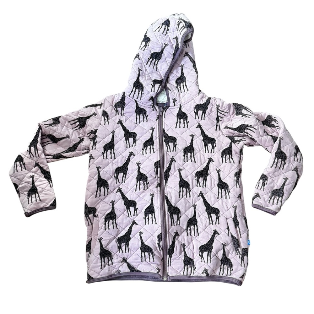 NWT Kickee Pants Sweet Pea Giraffe Print Quilted Jacket Sz Med 8/10